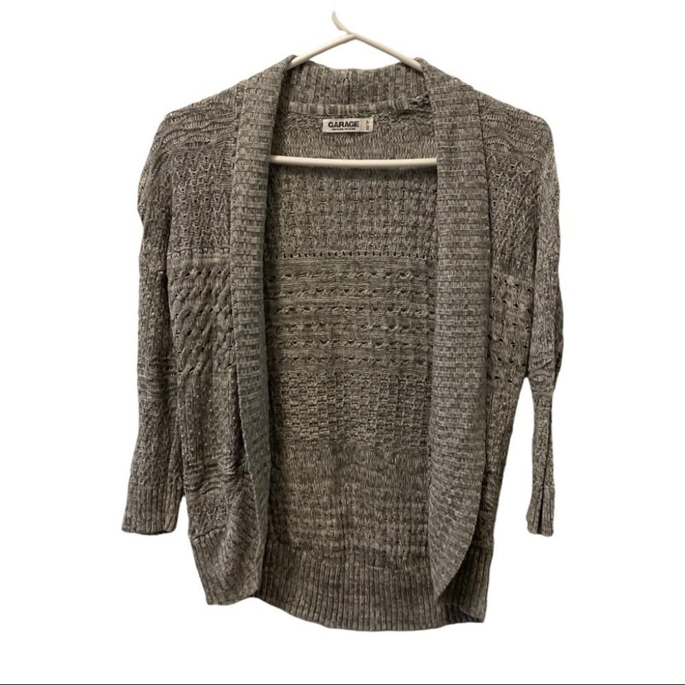 Garage Open Front  Gray Knit Cardigan